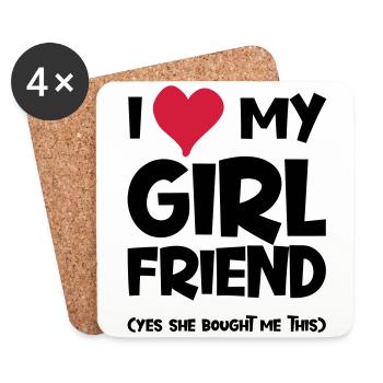 I love my Girlfriend she bought this Valentinesday - Coasters (set of 4) - white - Front