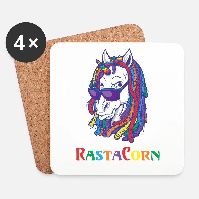 Reggae Einhorn - RastaCorn - Untersetzer (4er-Set) - Weiß