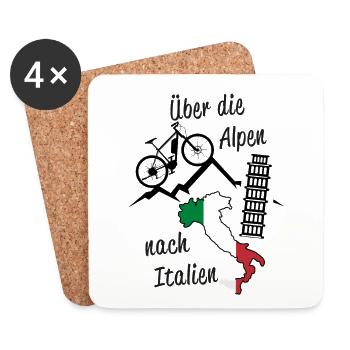 Alpenüberquerung Alpen Italien MTB - Untersetzer (4er-Set) - Weiß - Vorne
