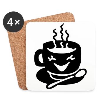 Hot sweet morning coffee cappuccino cup with love. - Coasters (set of 4) - white - Front