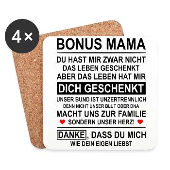 Bonus Mama Danke Stiefmutter - Untersetzer (4er-Set) - Weiß - Vorne