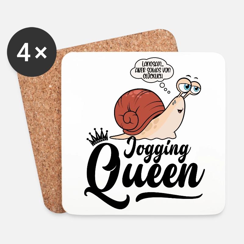 Jogging Queen Schnecke laufen langsam joggen - Untersetzer (4er-Set) - Weiß