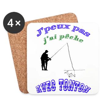 J'peux pas j'ai pèche avec tonton - Dessous de verre (lot de 4) - blanc - Devant