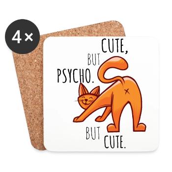 Chat Cadeau Drôle de sort - Dessous de verre (lot de 4) - blanc - Devant