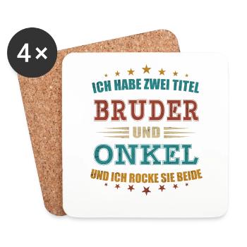 Zwei Titel Bruder Und Onkel - Untersetzer (4er-Set) - Weiß - Vorne