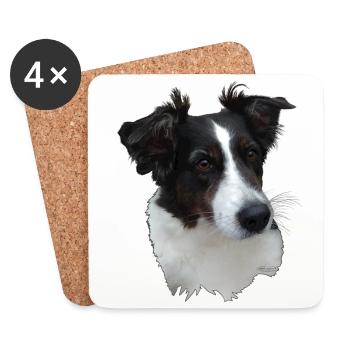 Lumpi,black/white with brown eyes - Coasters (set of 4) - white - Front