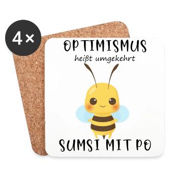 Biene Optimismus Sumsi mit Po - Untersetzer (4er-Set) - Weiß - Vorne