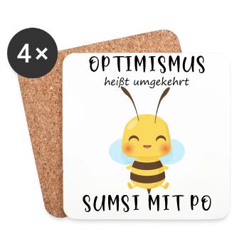 Biene Optimismus Sumsi mit Po - Untersetzer (4er-Set) - Weiß - Vorne