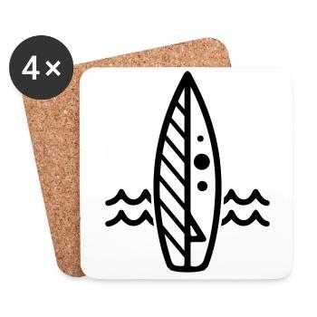 Surfbrett icon symbol - Untersetzer (4er-Set) - Weiß - Vorne