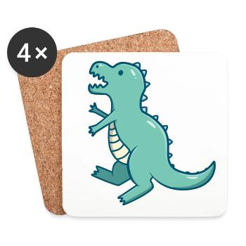 Petit dinosaure mignon bleu T-Rex - Dessous de verre (lot de 4) - blanc - Devant