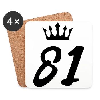 81 Number crown - Coasters (set of 4) - white - Front