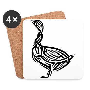 Tatouage tribal d’oie - Dessous de verre (lot de 4) - blanc - Devant