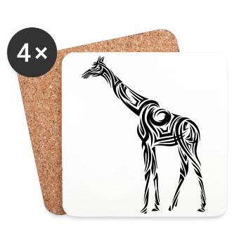 Tatouage tribal de girafe - Dessous de verre (lot de 4) - blanc - Devant