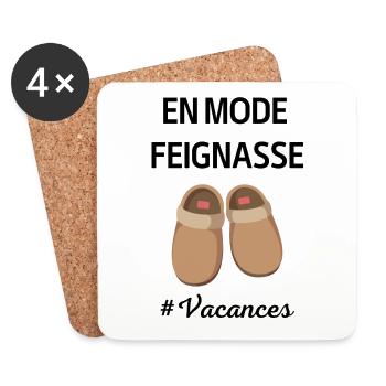 Cadeau feignasse - Dessous de verre (lot de 4) - blanc - Devant