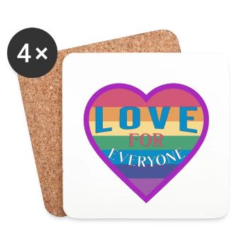 Cœur arc-en-ciel unisexe amour pour tout le monde - Dessous de verre (lot de 4) - blanc - Devant