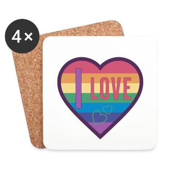 colorful heart rainbow unisex love for everyone - Untersetzer (4er-Set) - Weiß - Vorne