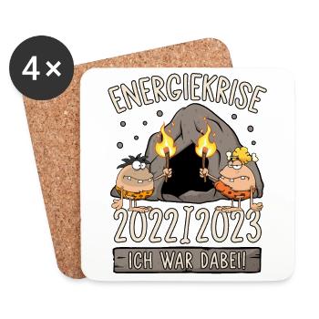 Steinzeit Energiekrise 2022/2023 Ich war dabei! - Untersetzer (4er-Set) - Weiß - Vorne