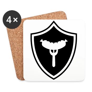 Armoiries de la fourchette à saucisse - Dessous de verre (lot de 4) - blanc - Devant