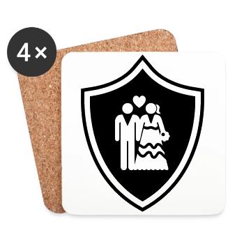Couple Armoiries de mariage Couple - Dessous de verre (lot de 4) - blanc - Devant