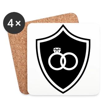 Anneaux de mariage Bague Armoiries Mariage - Dessous de verre (lot de 4) - blanc - Devant
