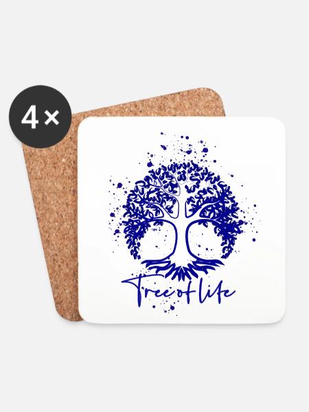 tree of life,lebensbaum,baum,tinte,blau,malerei - Untersetzer (4er-Set) - Weiß