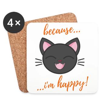 Because i am happy - Untersetzer (4er-Set) - Weiß - Vorne