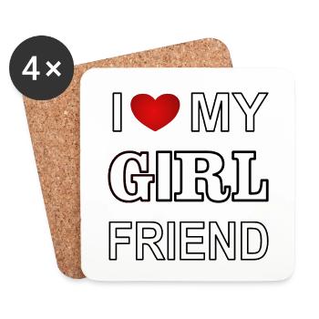 I love my girlfriend Ich liebe meine Freundin - Untersetzer (4er-Set) - Weiß - Vorne