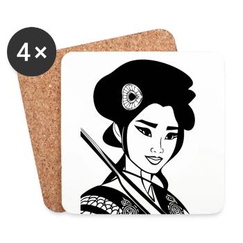 Asian Beauty Girl - Coasters (set of 4) - white - Front