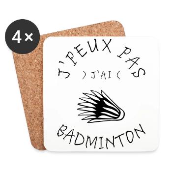 J'Peux pas J'Ai Badminton - Dessous de verre (lot de 4) - blanc - Devant