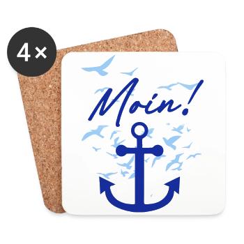 moin,möwen,anker,vogelschwarm - Untersetzer (4er-Set) - Weiß - Vorne