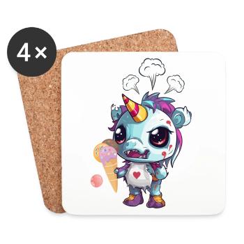 Angry Unicorn - Angry Unicorn - Unicorn Evil - Coasters (set of 4) - white - Front