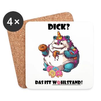 Spruch Wohlstand Einhorn Übergewicht Lustig Cool - Untersetzer (4er-Set) - Weiß - Vorne
