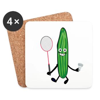 Badminton,Badminton,Concombre,Concombre,Athlètes - Dessous de verre (lot de 4) - blanc - Devant