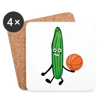 Basketball,athlete,cucumber,cucumber,athlete - Coasters (set of 4) - white - Front