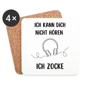 Ich kann dich nicht hören ich zocke Gamer Spruch - Untersetzer (4er-Set) - Weiß - Vorne