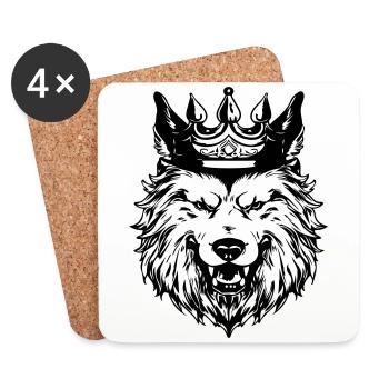 Roi tête de couronne de loup - Dessous de verre (lot de 4) - blanc - Devant