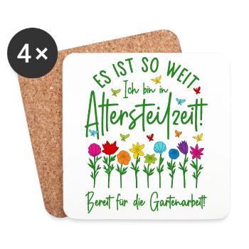 Ruhestand Garten Rente Gartenarbeit Altersteilzeit - Untersetzer (4er-Set) - Weiß - Vorne