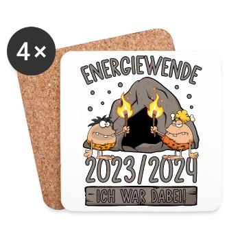 Energiewende 2023/2024 - Ich war dabei - Steinzeit - Untersetzer (4er-Set) - Weiß - Vorne