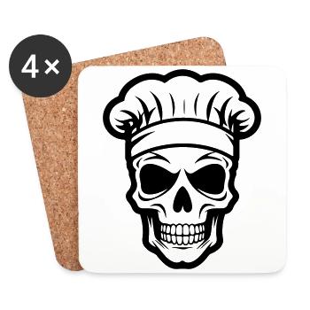 Cook Skull - Coasters (set of 4) - white - Front