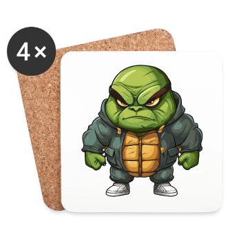 Grimmige Schildkröte Design - Cool & einzigartig - Untersetzer (4er-Set) - Weiß - Vorne