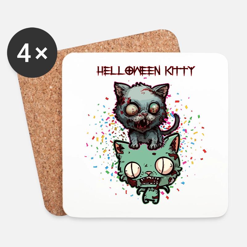 Helloween kitty - Untersetzer (4er-Set) - Weiß
