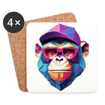 Cool monkey in wrinkled robe - Coasters (set of 4) - white - Front