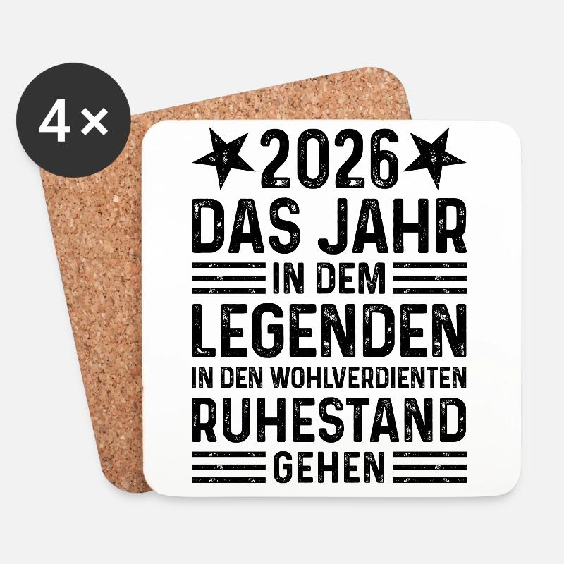 2026 Legende Ruhestand Pension Rente Geschenk - Untersetzer (4er-Set) - Weiß