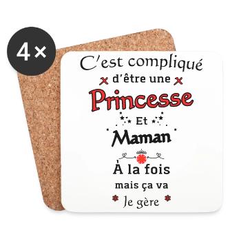 Princesse et Maman - Dessous de verre (lot de 4) - blanc - Devant