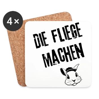 Fliegenes Design | Redewendung - Untersetzer (4er-Set) - Weiß - Vorne