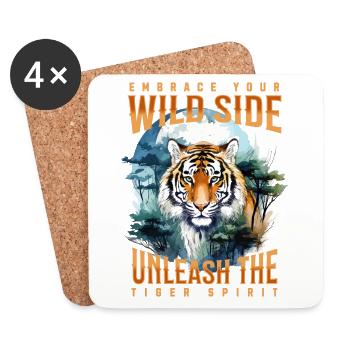 Tigre, Tête De Tigre, Gros Chat, Prédateur, Fort, Puissance - Dessous de verre (lot de 4) - blanc - Devant