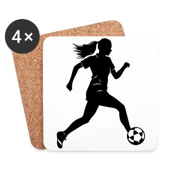 Joueuse De Football Silhouette Joueuse De Football Femme - Dessous de verre (lot de 4) - blanc - Devant