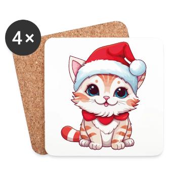 Cat Christmas Christmas Cat Cute Merry Catmas - Coasters (set of 4) - white - Front