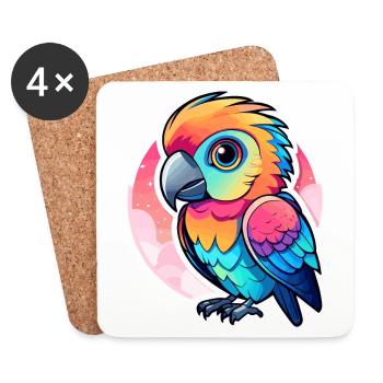 Papagei Vogel Illustration - Untersetzer (4er-Set) - Weiß - Vorne