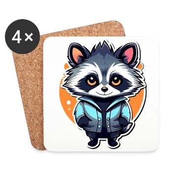 Raccoon Illustration - Coasters (set of 4) - white - Front